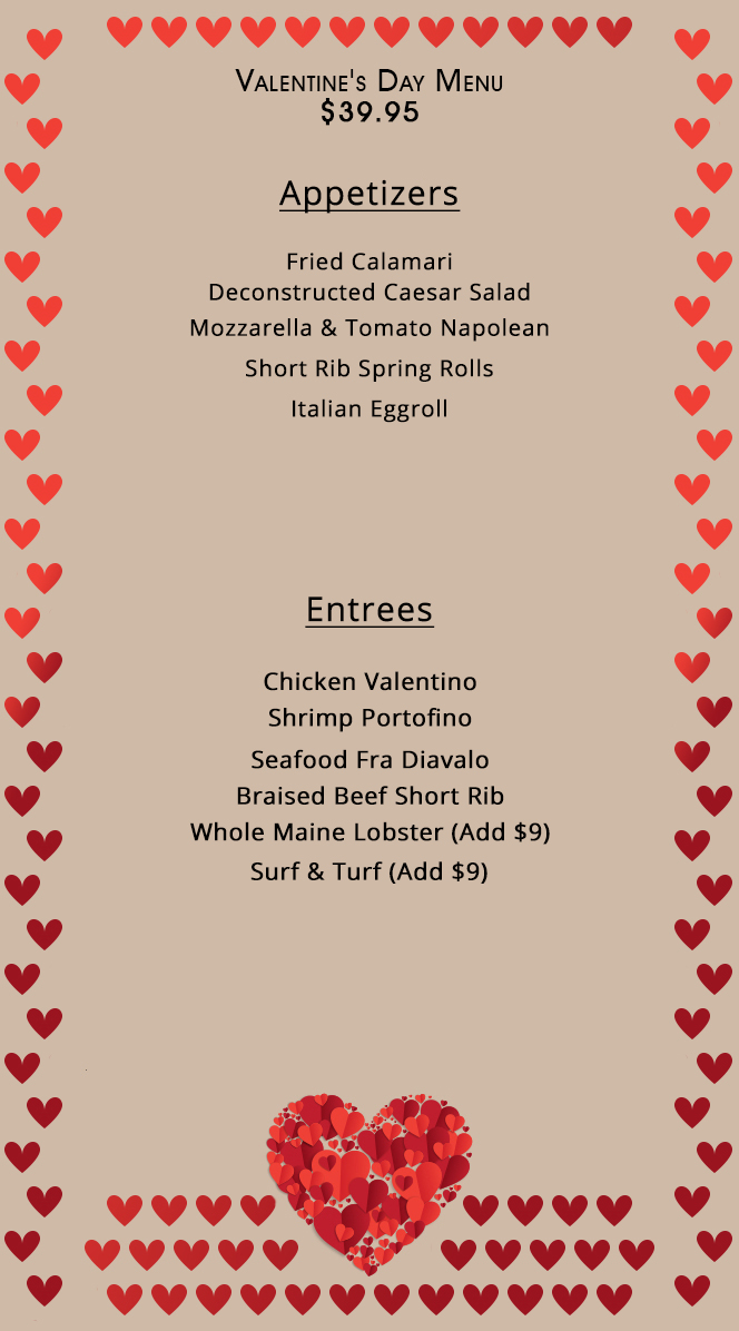 Valentine’s Day Menu | Mansion Grand